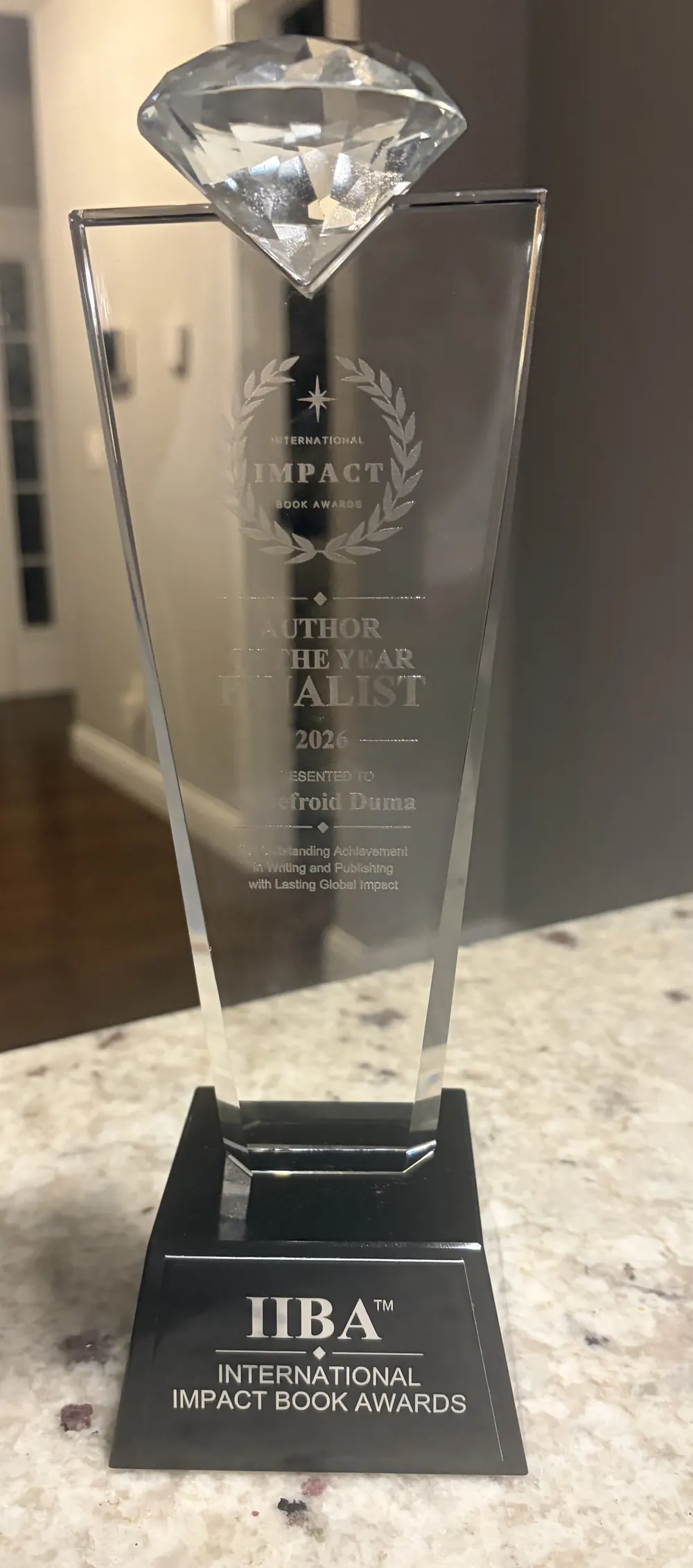 International Impact Book Awards trophy